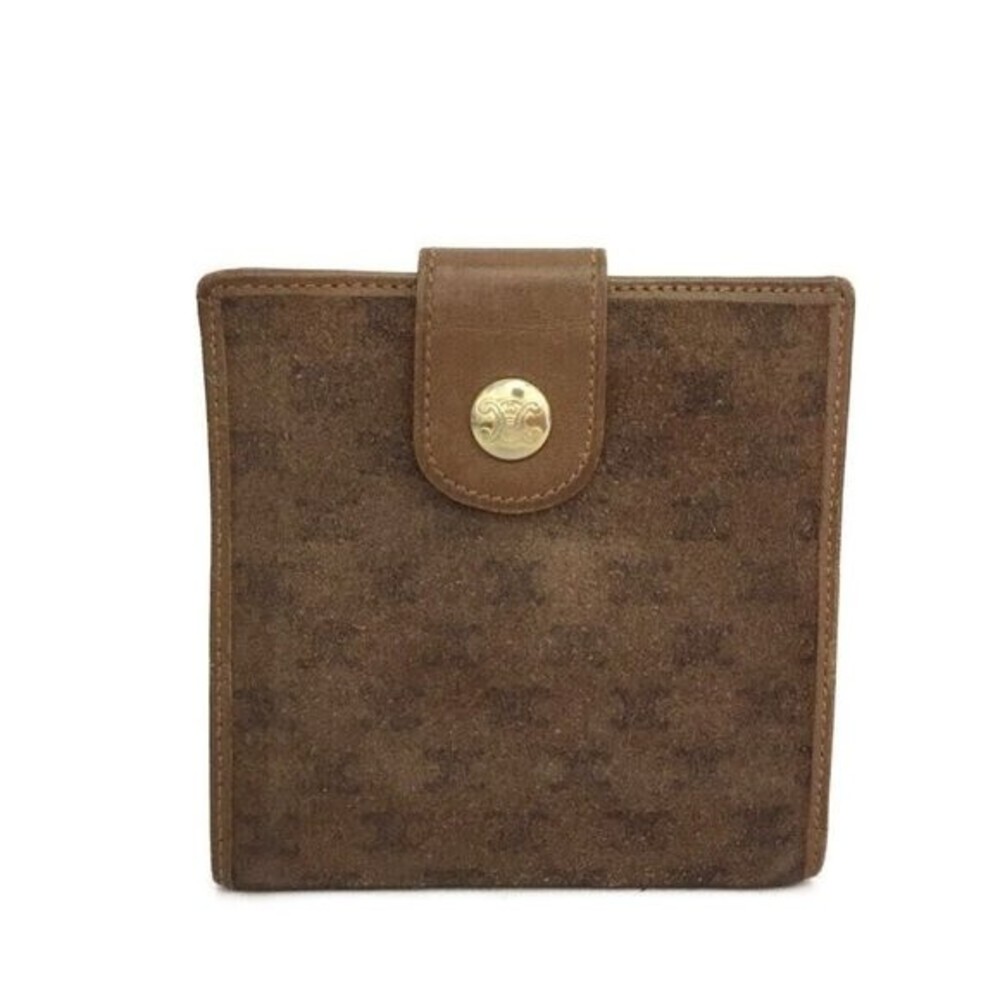 Celine Macadam Brown Suede Leather Bifold Wallet EUC